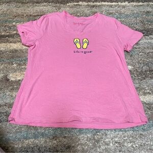 Life Is Good Pink V-Neck Tee